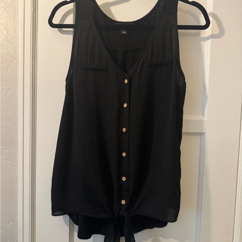 Elegant Black Button-Front Tank Top